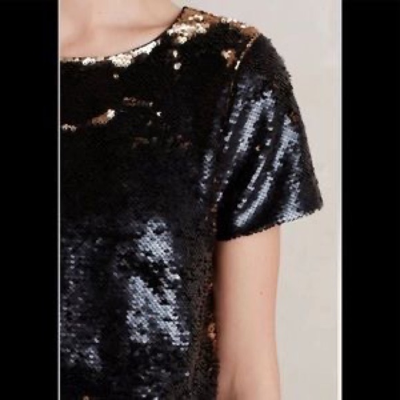 Black and Gold Sequin Top - Picture 2 of 5